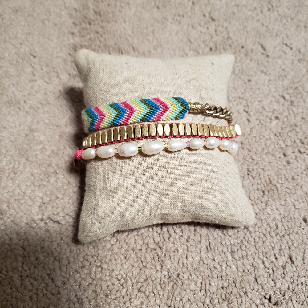 Stella and Dot Pearl and Rainbow Necklace and Wrap Bracelet